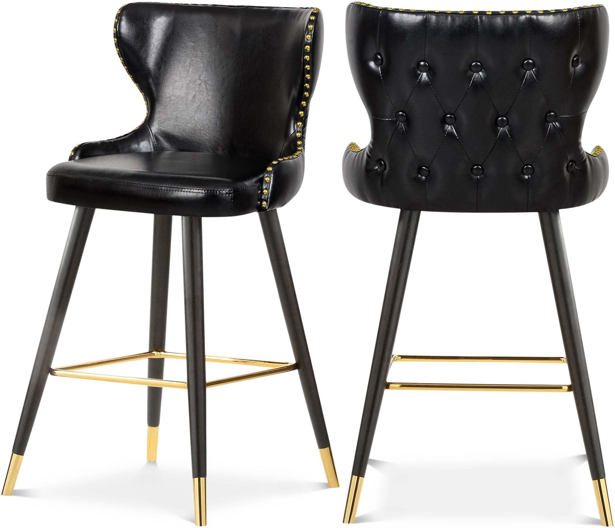 Hendrix Black Vegan Leather Counter/Bar Stool