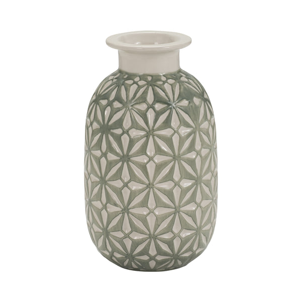 Cer, 8" Daisy Vase, Dark Sage