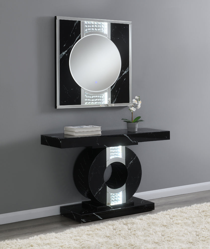 Carter Square LED Wall Mirror Silver and Black