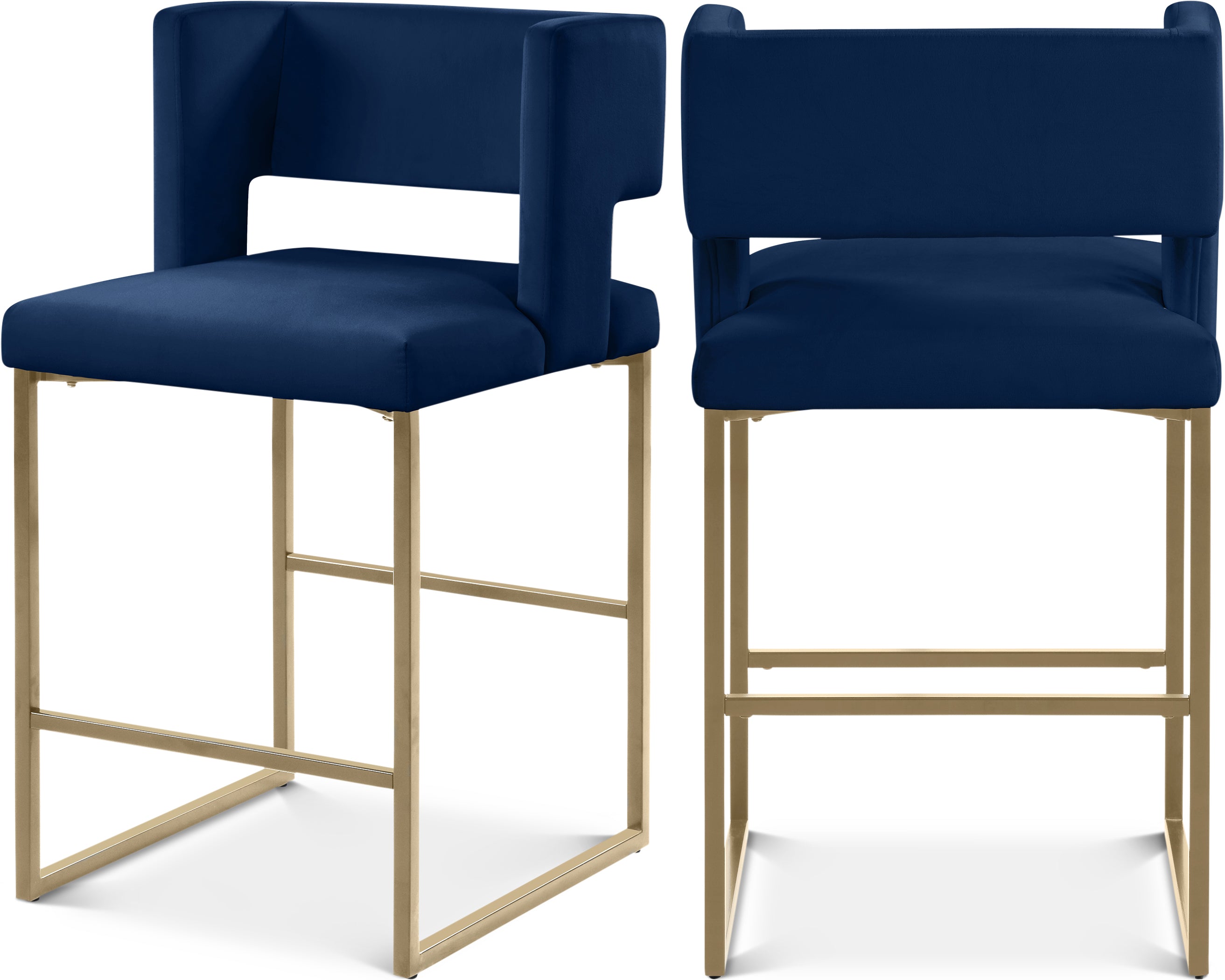 Caleb Navy Velvet Counter Stool