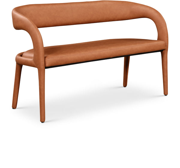 Sylvester Cognac Vegan Leather Bench