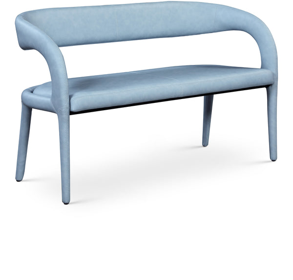 Sylvester Light Blue Vegan Leather Bench