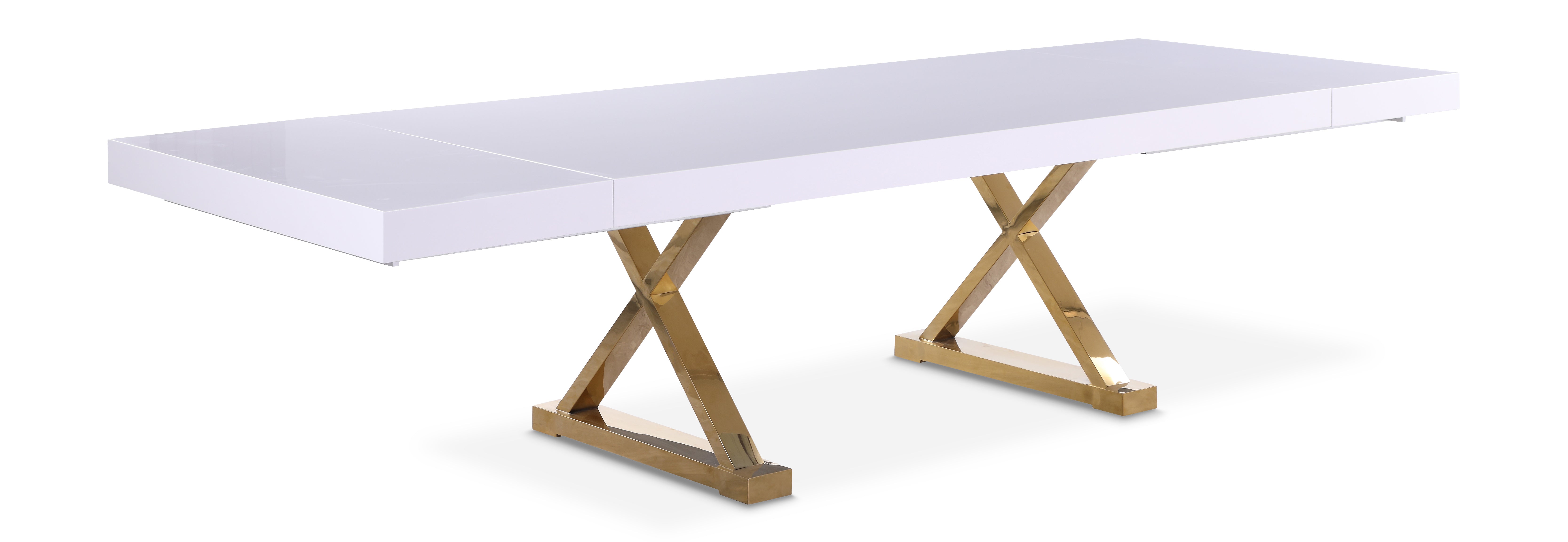 Excel White Lacquer Extendable Dining Table (3 Boxes)