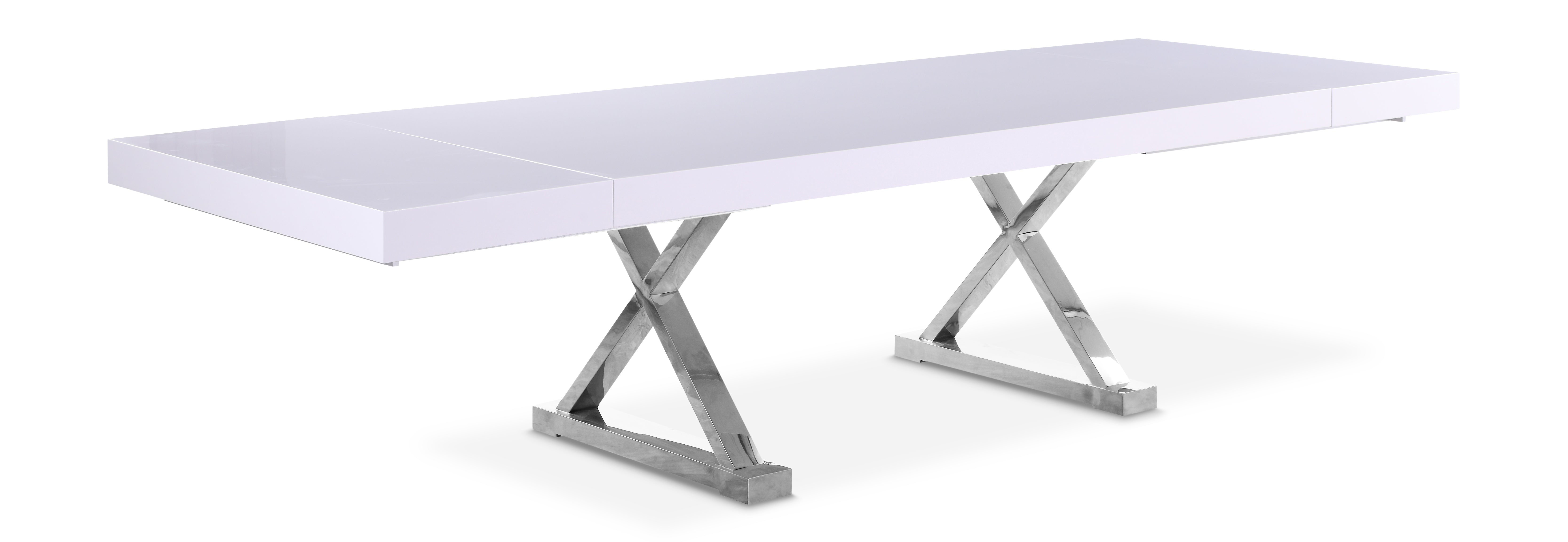 Excel White Lacquer Extendable Dining Table (3 Boxes)