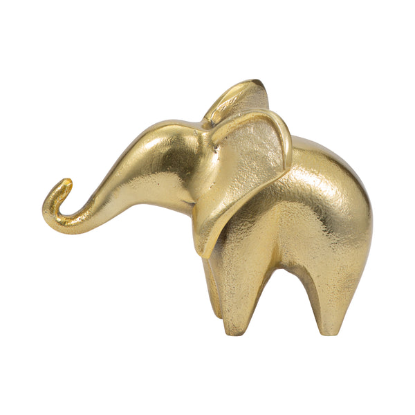 Metal, 7" Trunk Up Elephant, Gold