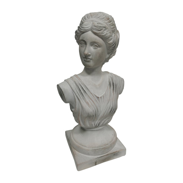 20" Venus Bust Distressed Resin, White