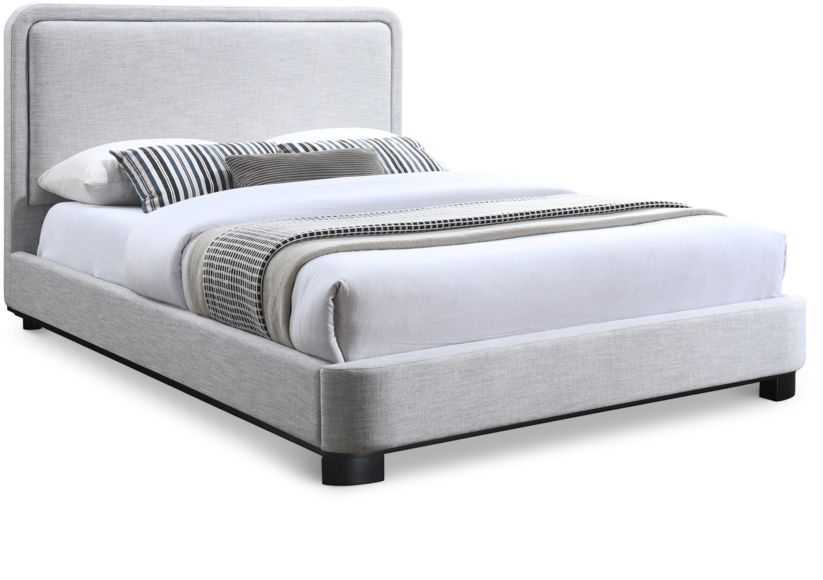 Nolita Grey Linen Textured Fabric King Bed