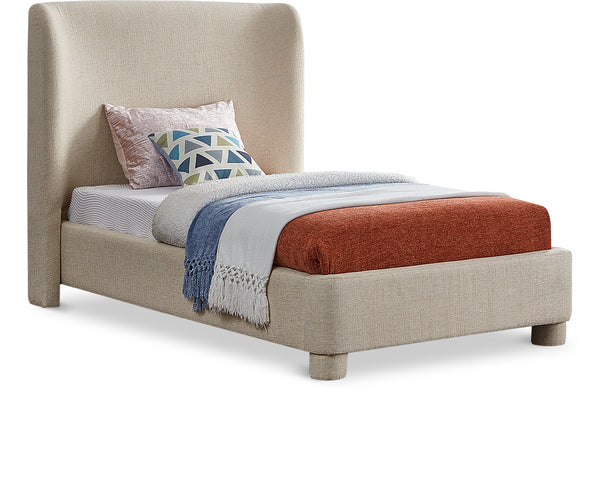 Penny Beige Polyester Fabric Twin Bed