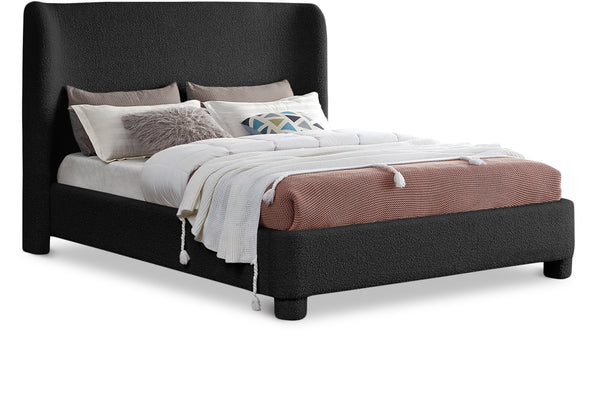 Penny Black Boucle Fabric King Bed