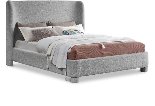 Penny Grey Boucle Fabric Full Bed