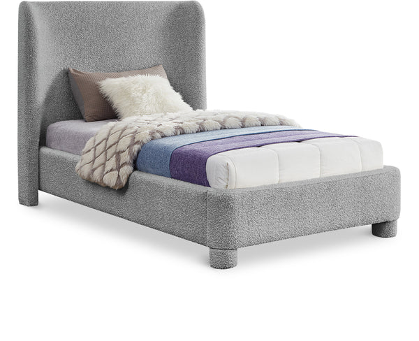 Penny Grey Boucle Fabric Twin Bed