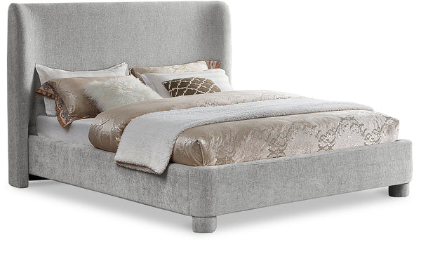 Penny Light Grey Chenille Fabric King Bed