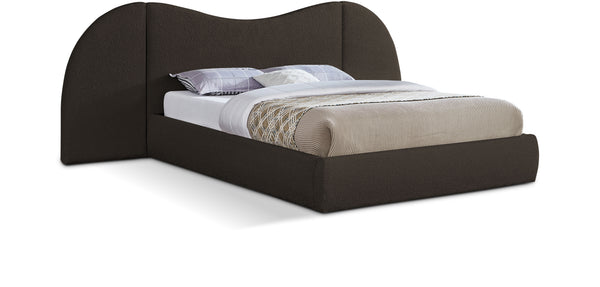 Everest Brown Boucle Fabric Queen Bed (3 Boxes)