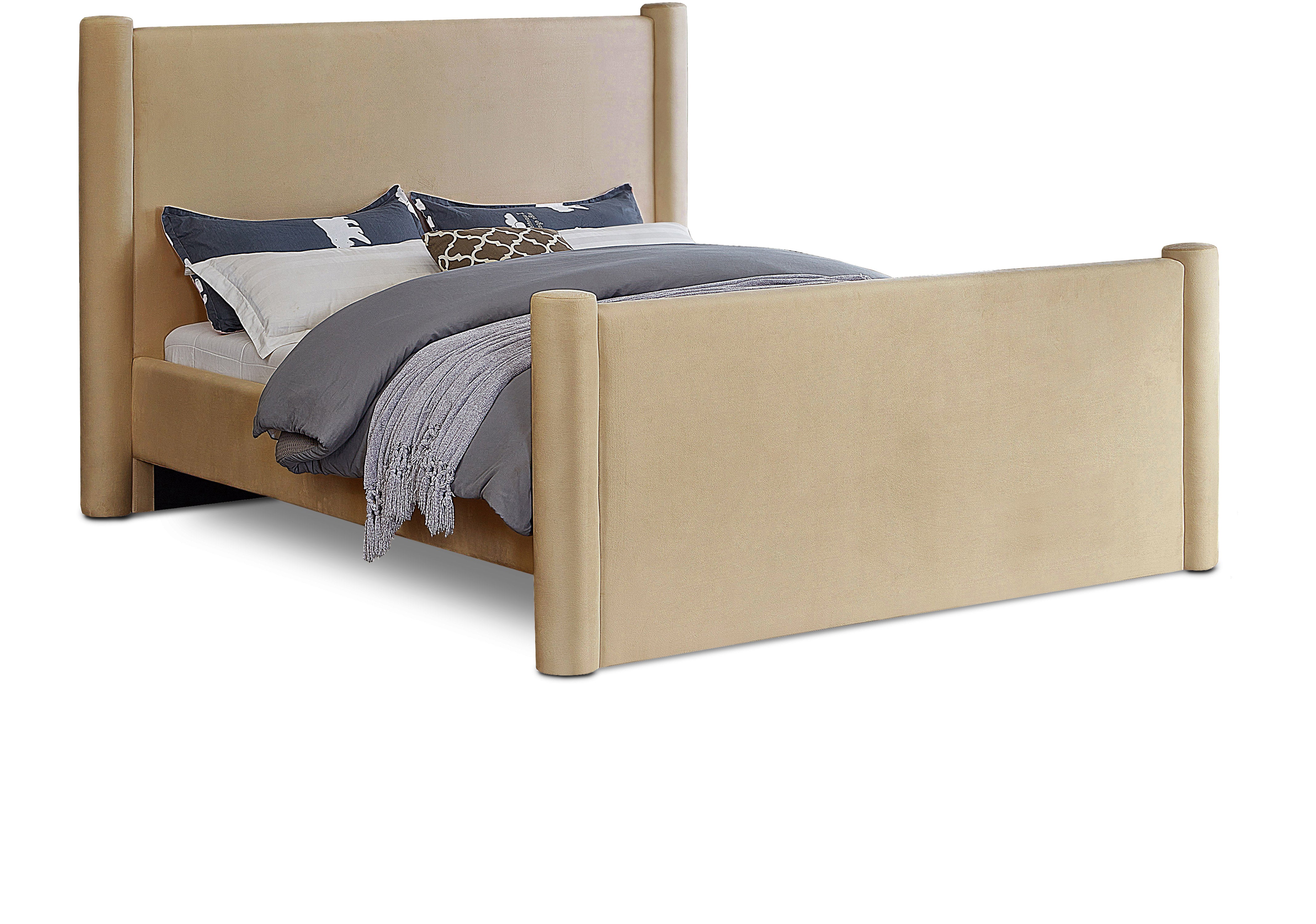 Elias Camel Velvet King Bed