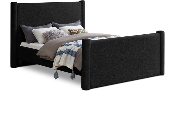 Elias Black Boucle Fabric Queen Bed