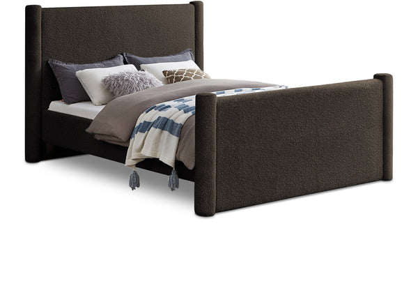 Elias Brown Boucle Fabric King Bed