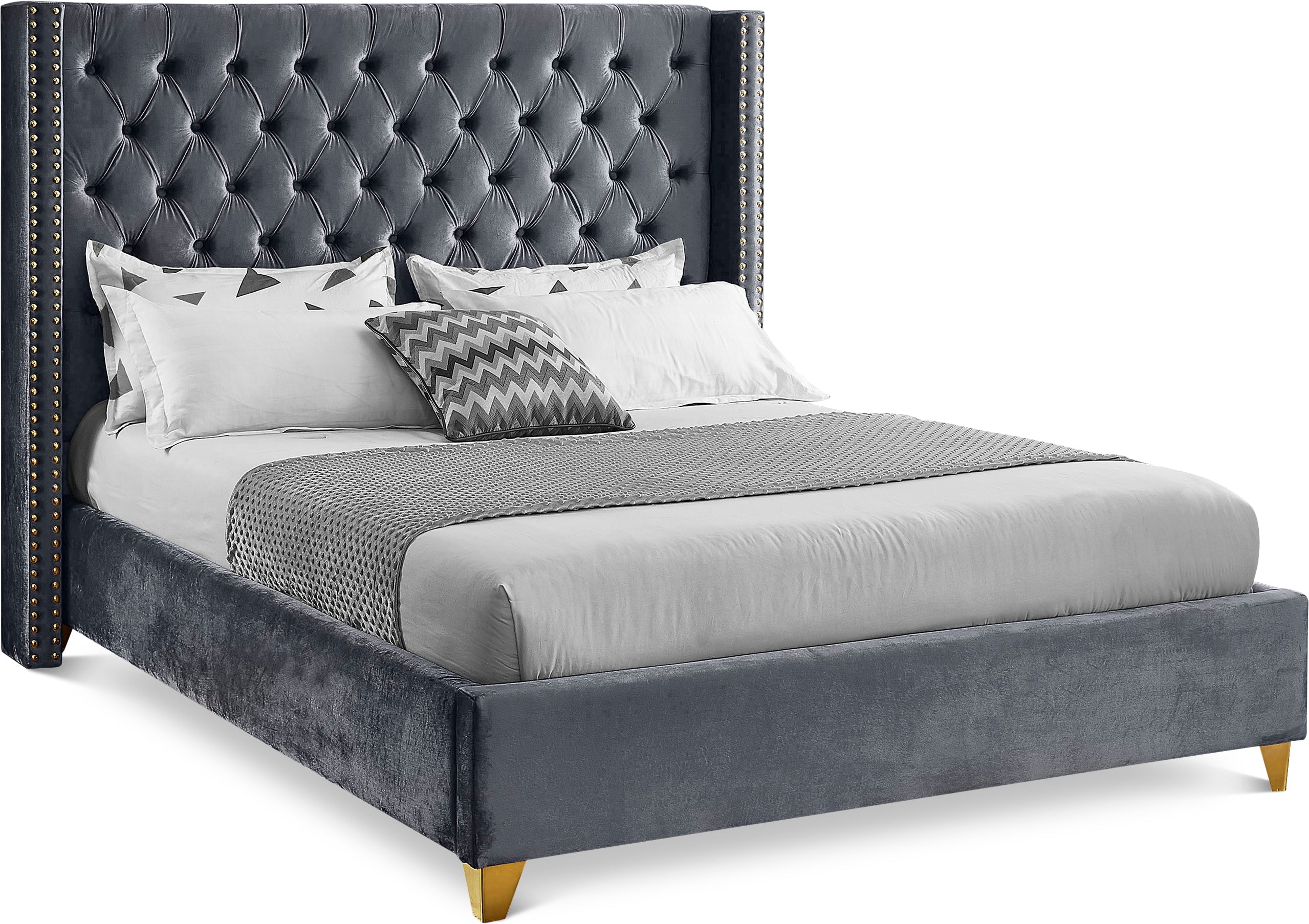 Barolo Grey Velvet King Bed