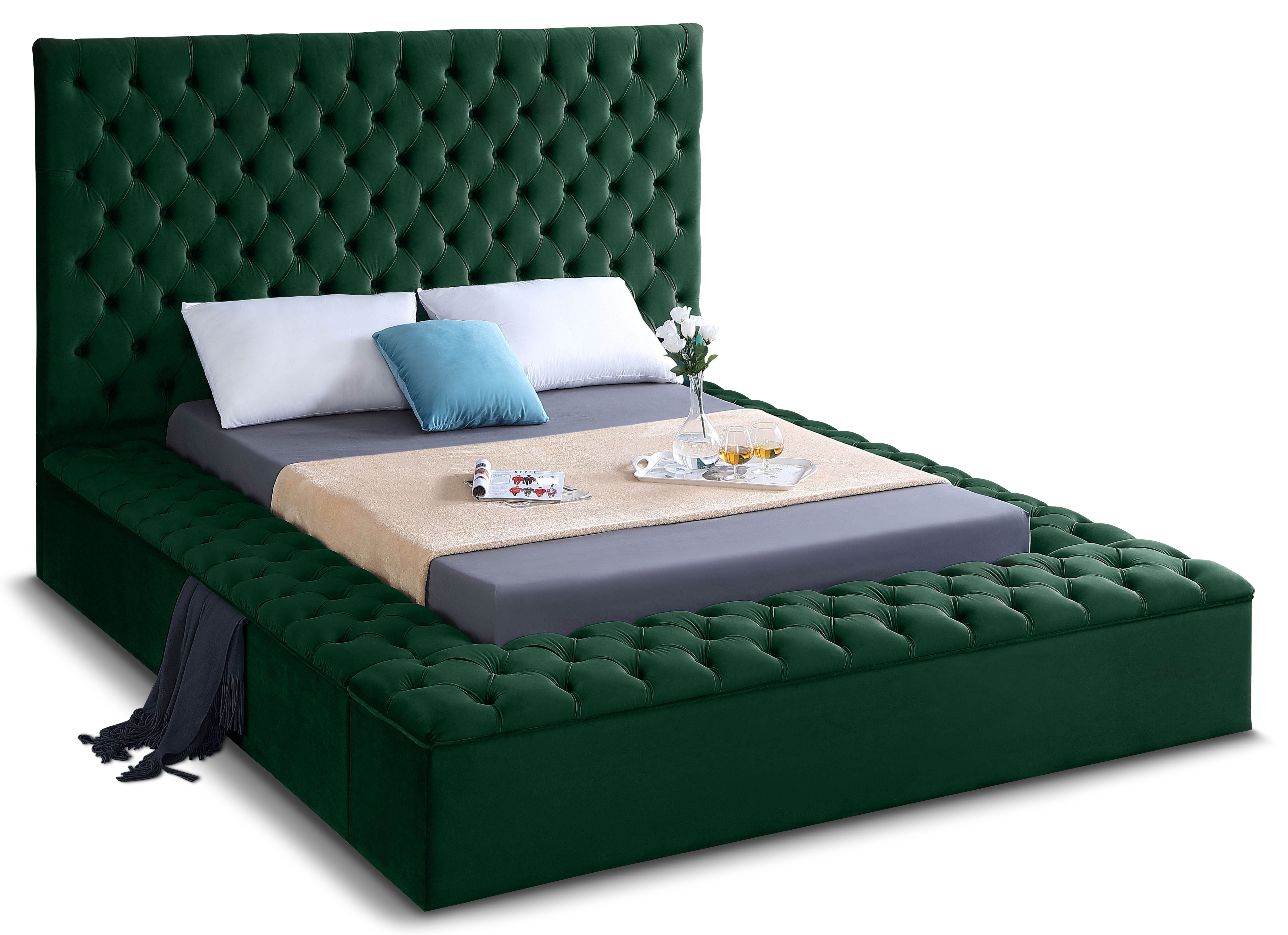 Bliss Green Velvet Full Bed (3 Boxes)