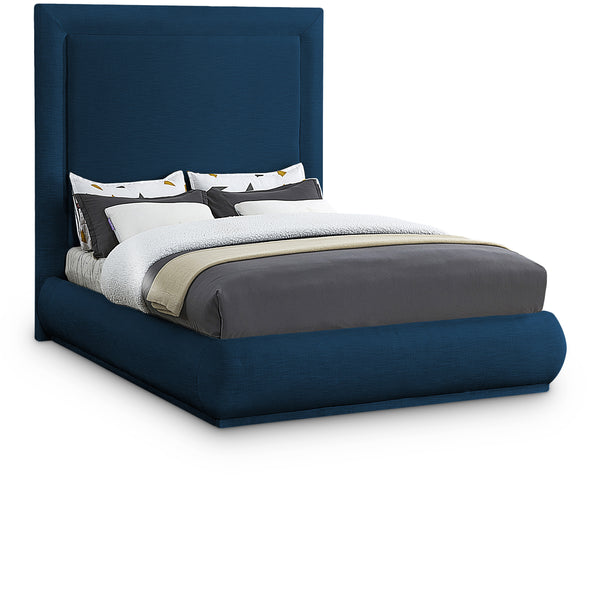 Brooke Navy Linen Textured Fabric King Bed