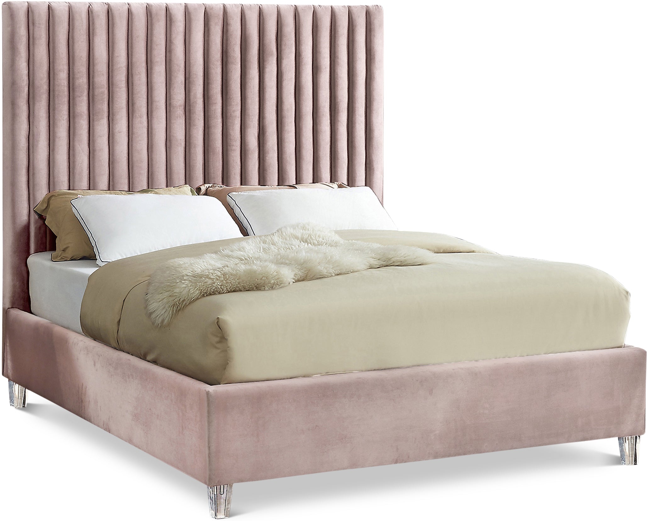 Candace Pink Velvet King Bed