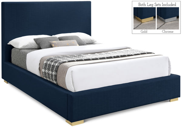 Crosby Navy Linen Textured Fabric King Bed