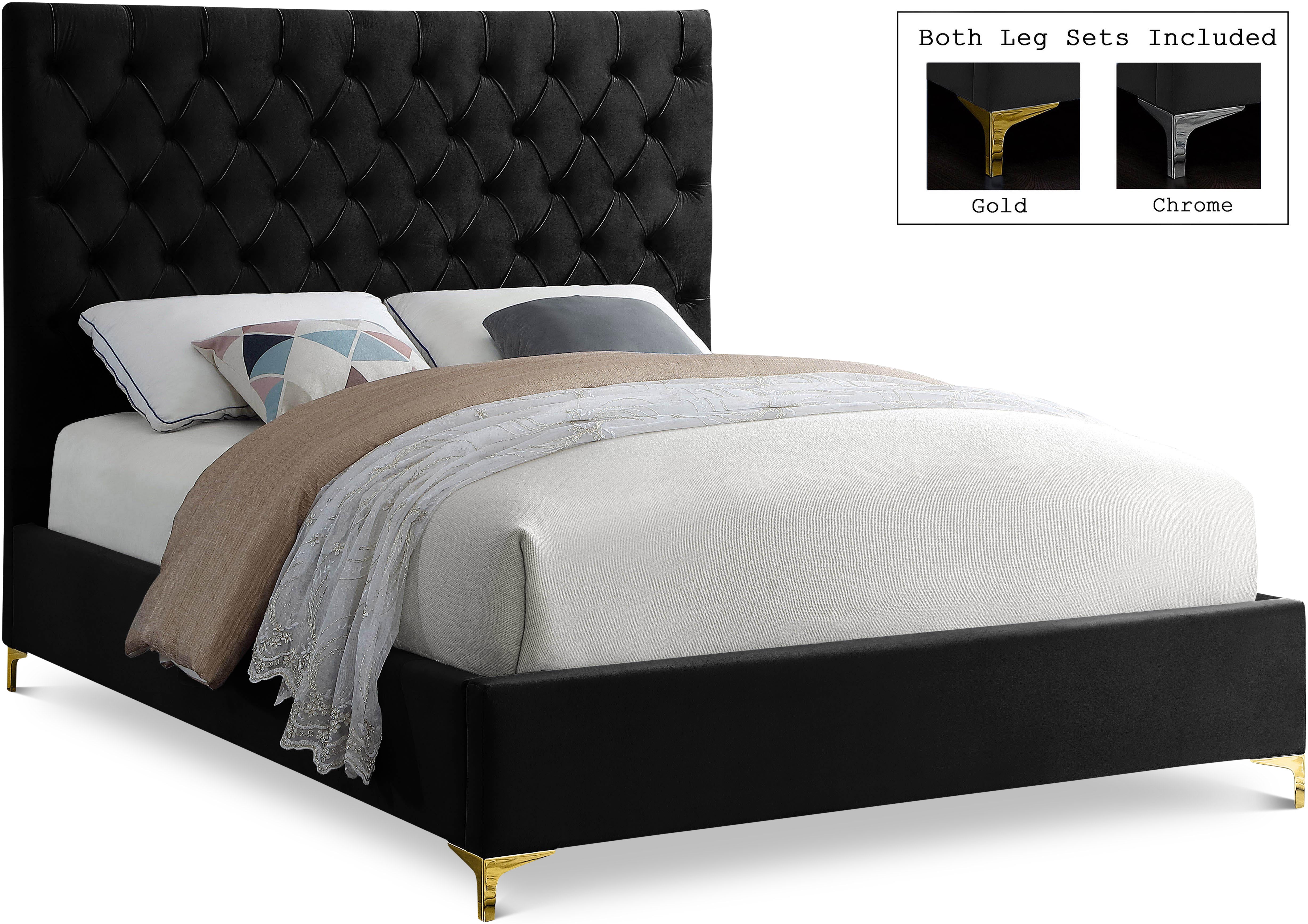 Cruz Black Velvet Full Bed