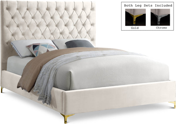 Cruz Cream Velvet Full Bed