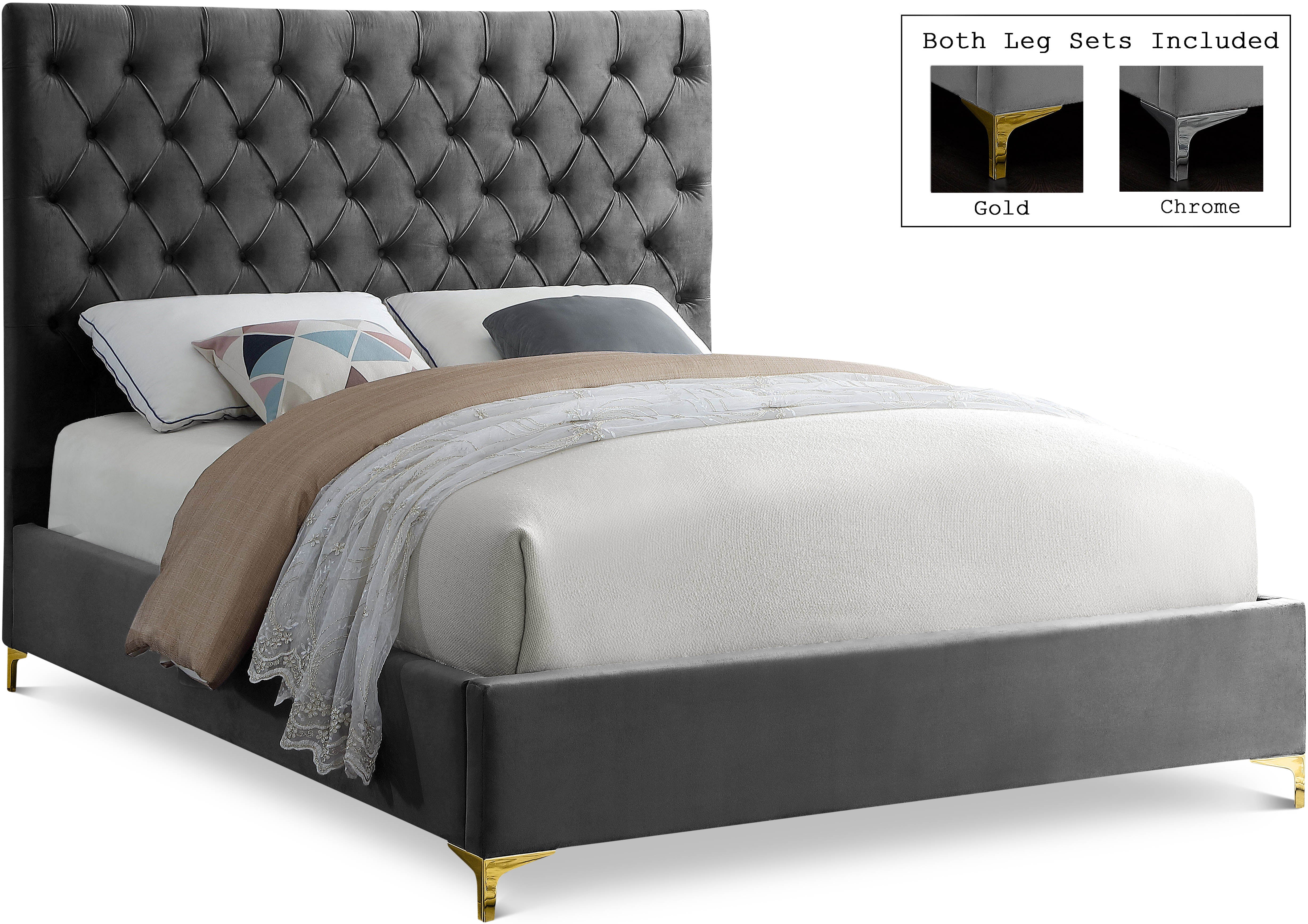 Cruz Grey Velvet King Bed