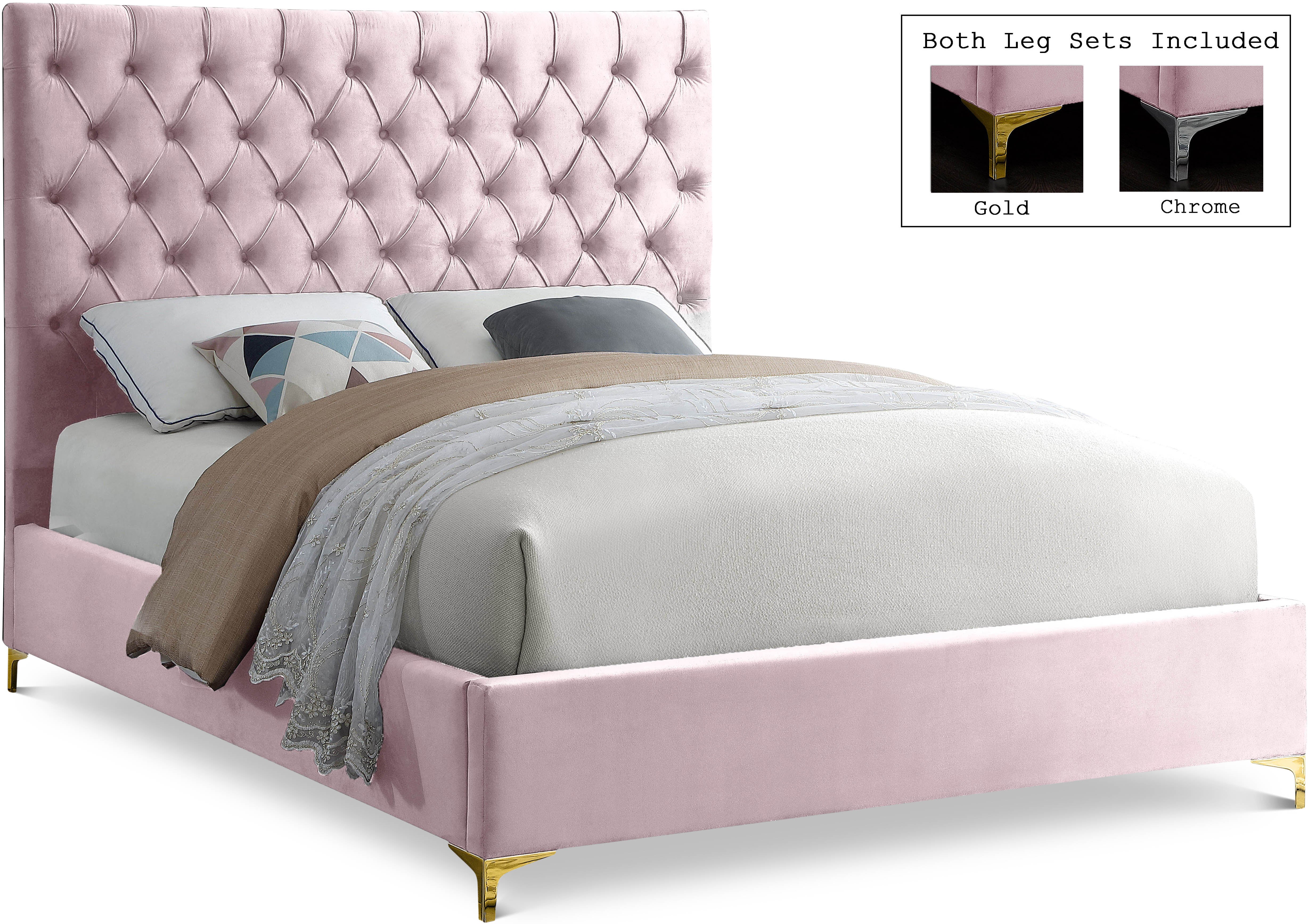 Cruz Pink Velvet King Bed