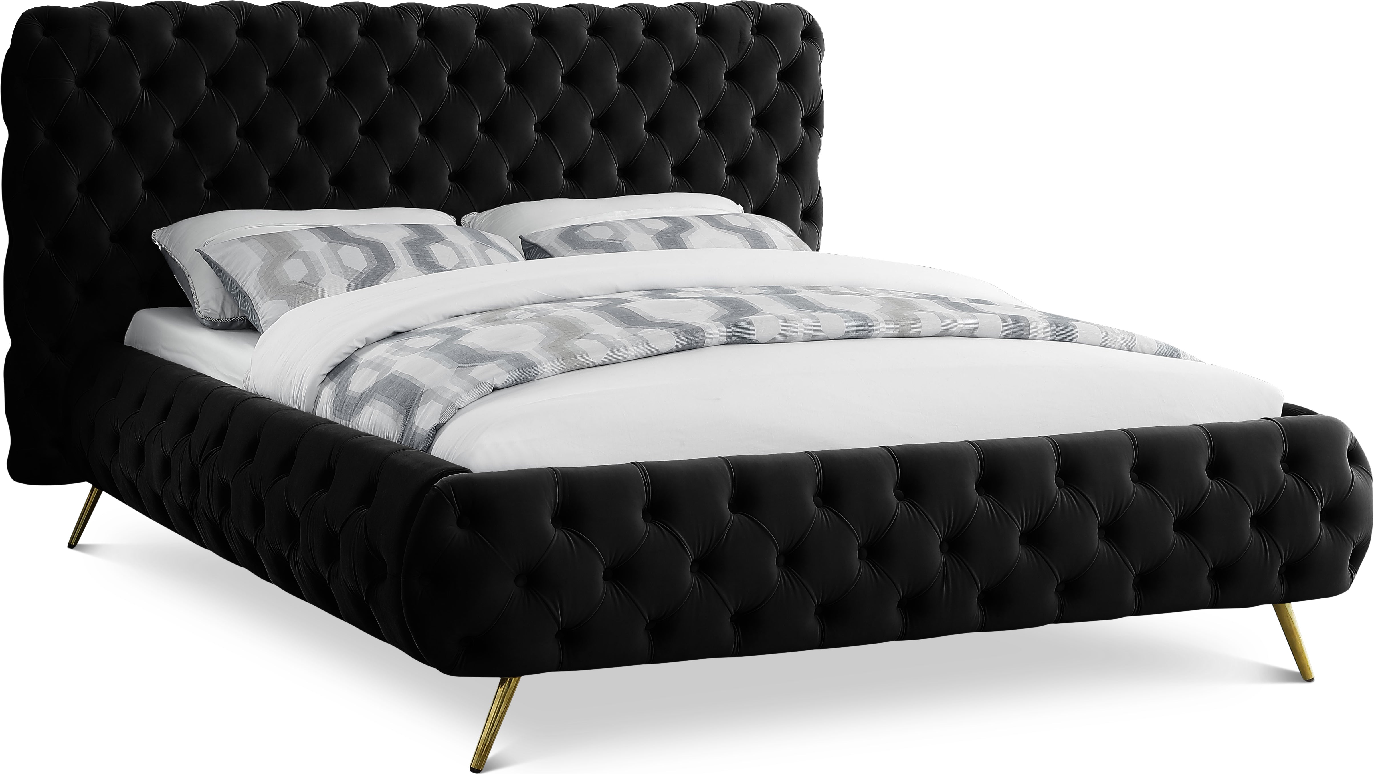 Delano Black Velvet Queen Bed