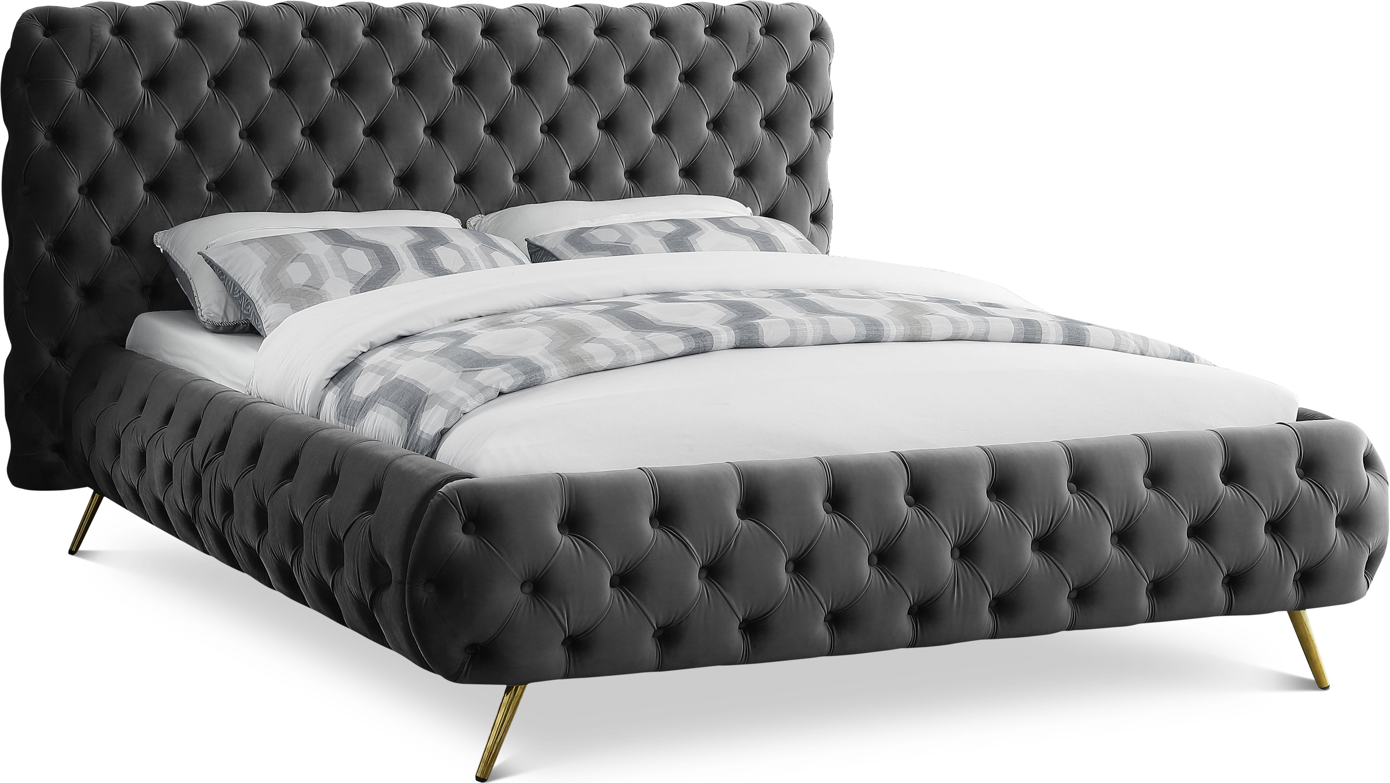 Delano Grey Velvet King Bed