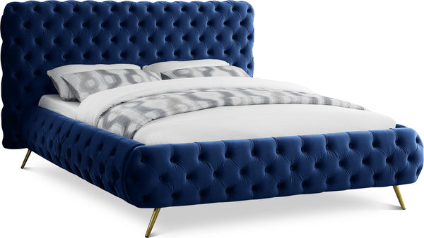 Delano Navy Velvet King Bed