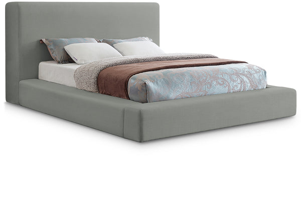 Devin Grey Linen Textured Fabric Queen Bed