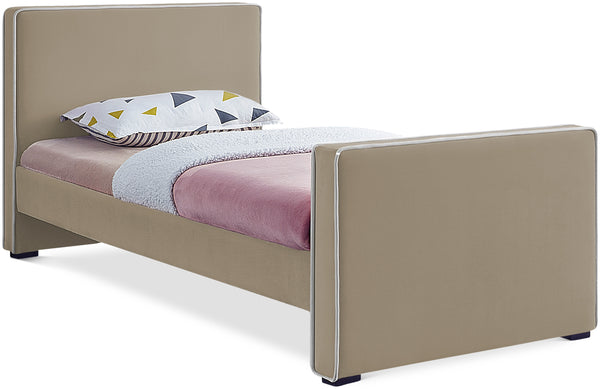 Dillard Beige Velvet Twin Bed