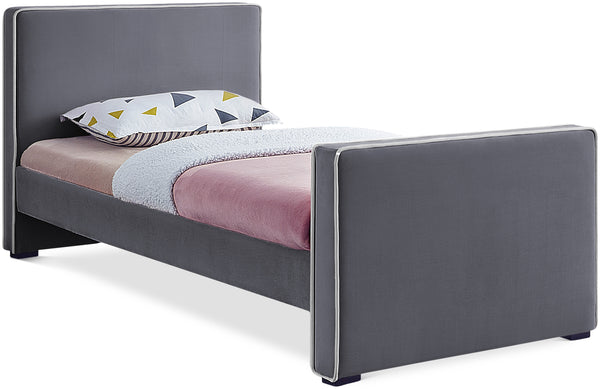 Dillard Grey Velvet Twin Bed