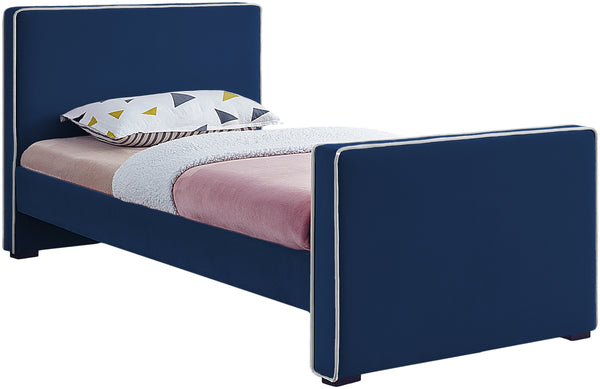 Dillard Navy Velvet Twin Bed