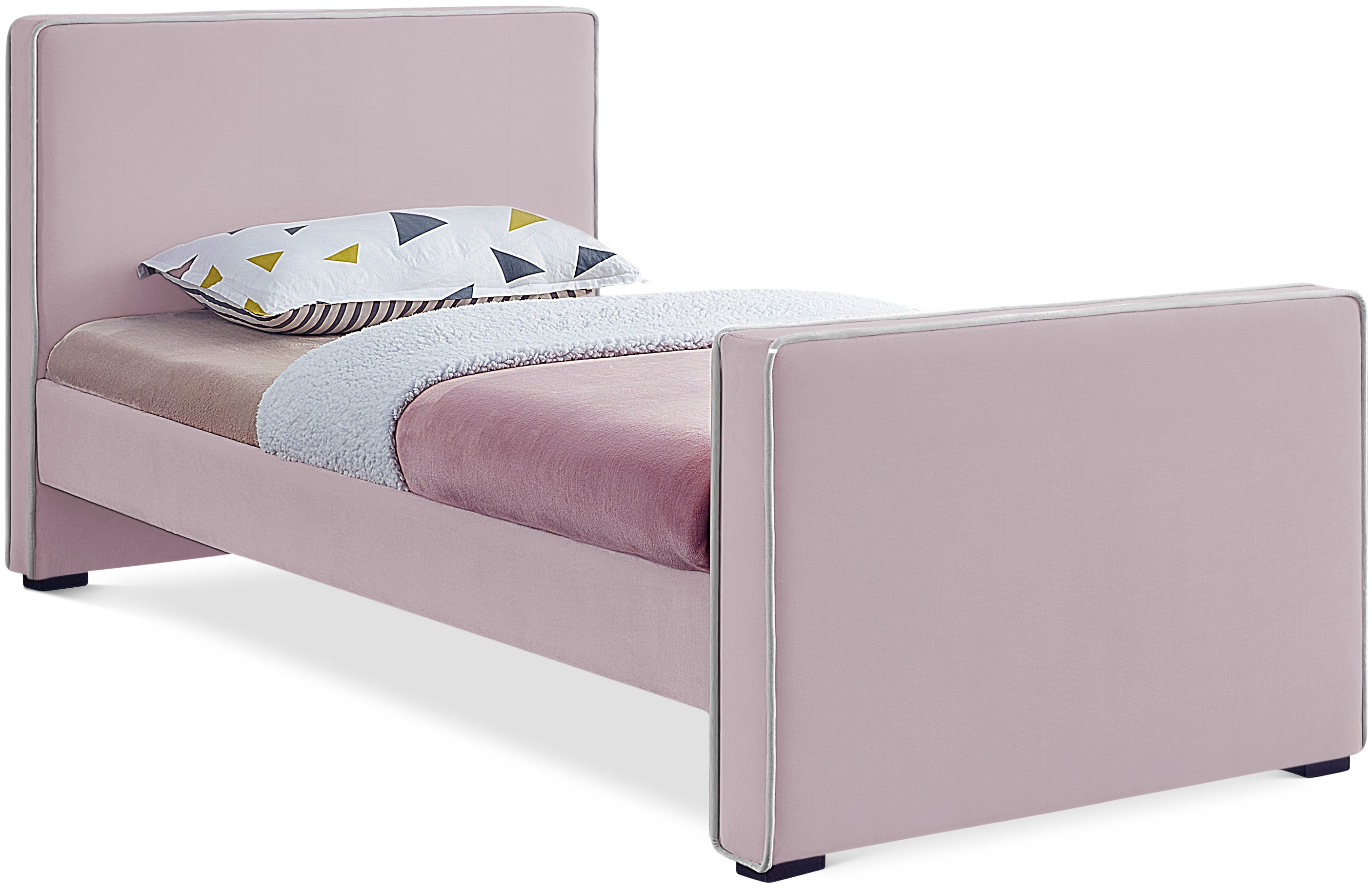 Dillard Pink Velvet Twin Bed