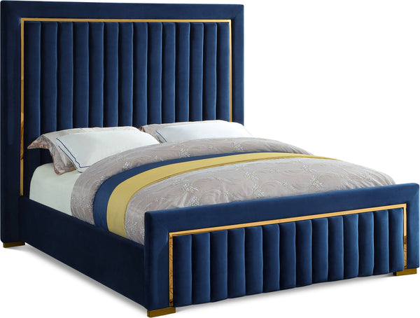 Dolce Navy Velvet King Bed (3 Boxes)