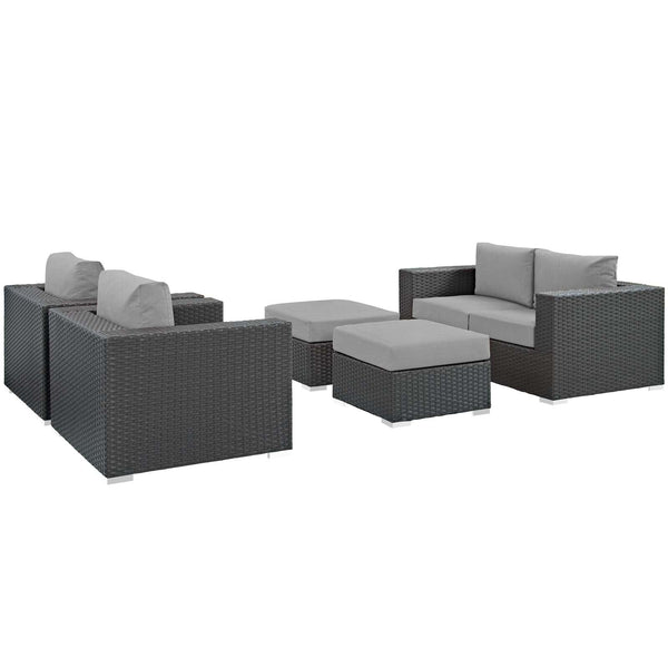 Sojourn 5 Piece Outdoor Patio Sunbrella® Sectional Set