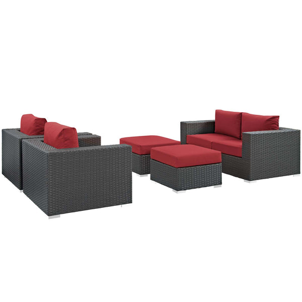 Sojourn 5 Piece Outdoor Patio Sunbrella® Sectional Set