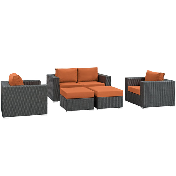 Sojourn 5 Piece Outdoor Patio Sunbrella® Sectional Set