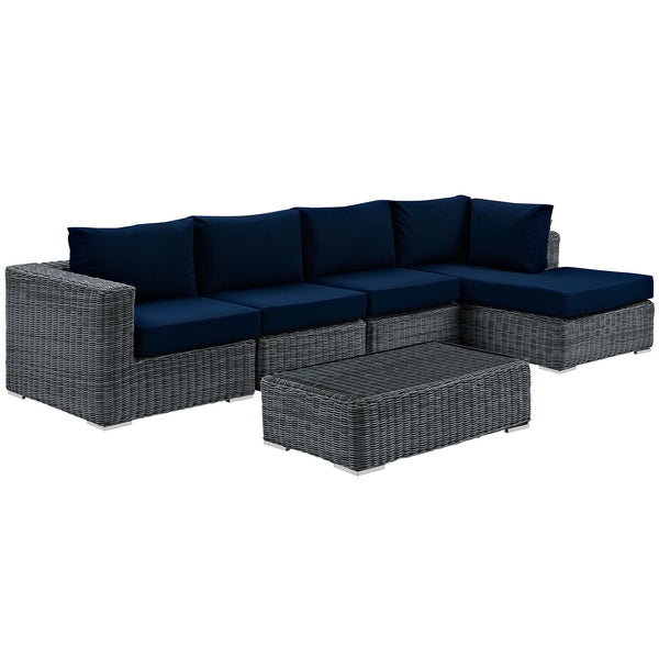 Summon 5 Piece Outdoor Patio Sunbrella® Sectional Set