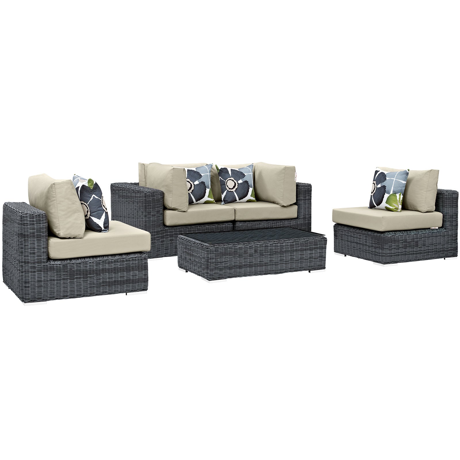 Summon 5 Piece Outdoor Patio Sunbrella® Sectional Set