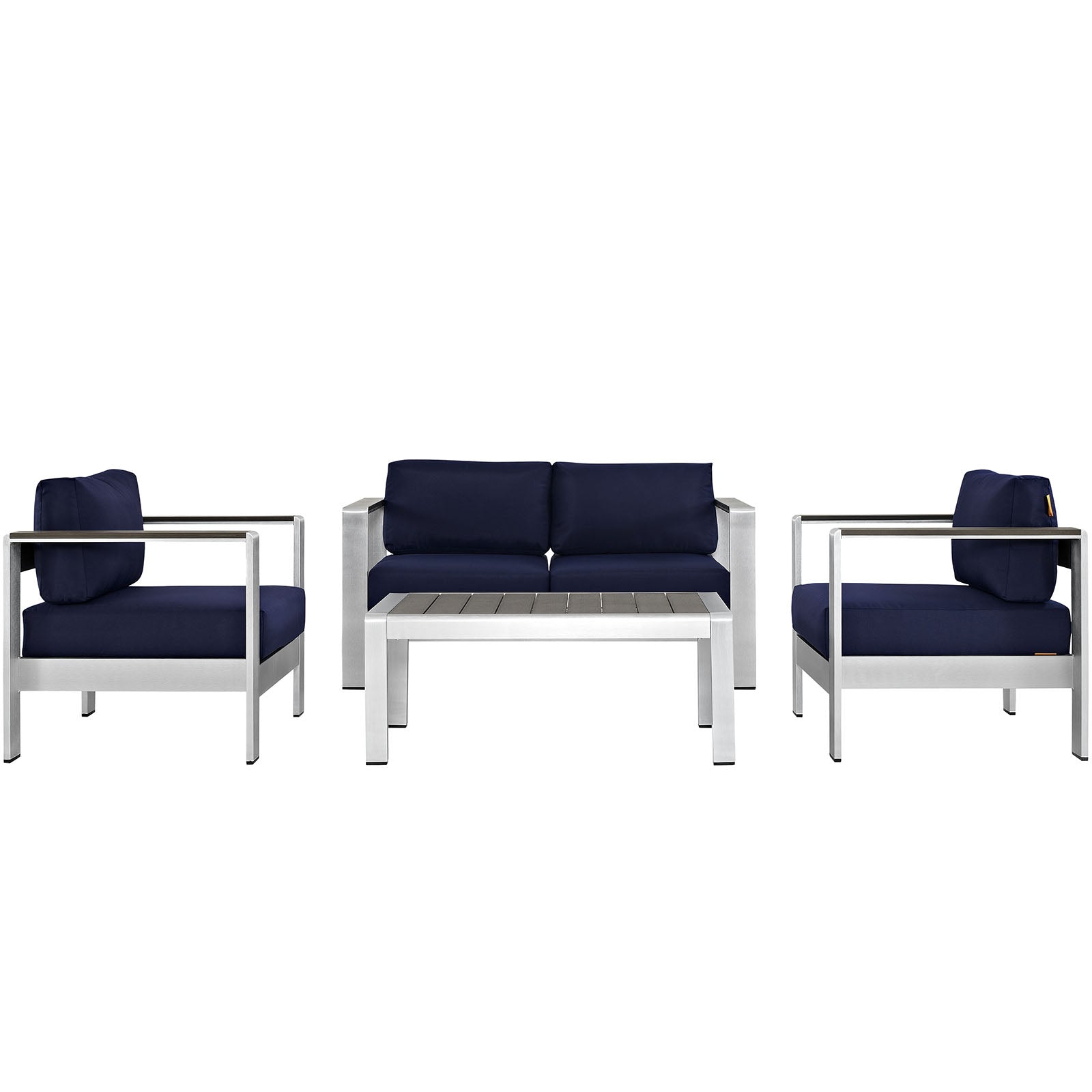 Shore 4 Piece Outdoor Patio Aluminum Sectional Sofa Set