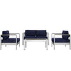 Shore 4 Piece Outdoor Patio Aluminum Sectional Sofa Set