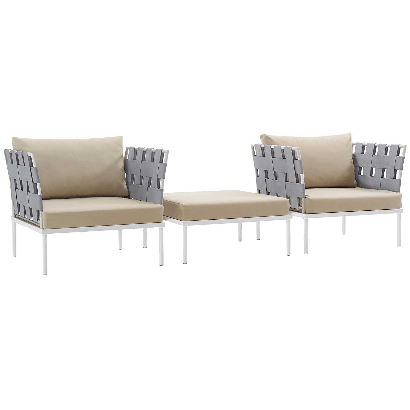 Harmony 3 Piece Outdoor Patio Aluminum Sectional Sofa Set