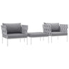 Harmony 3 Piece Outdoor Patio Aluminum Sectional Sofa Set