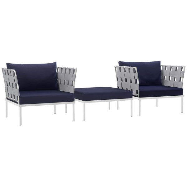 Harmony 3 Piece Outdoor Patio Aluminum Sectional Sofa Set