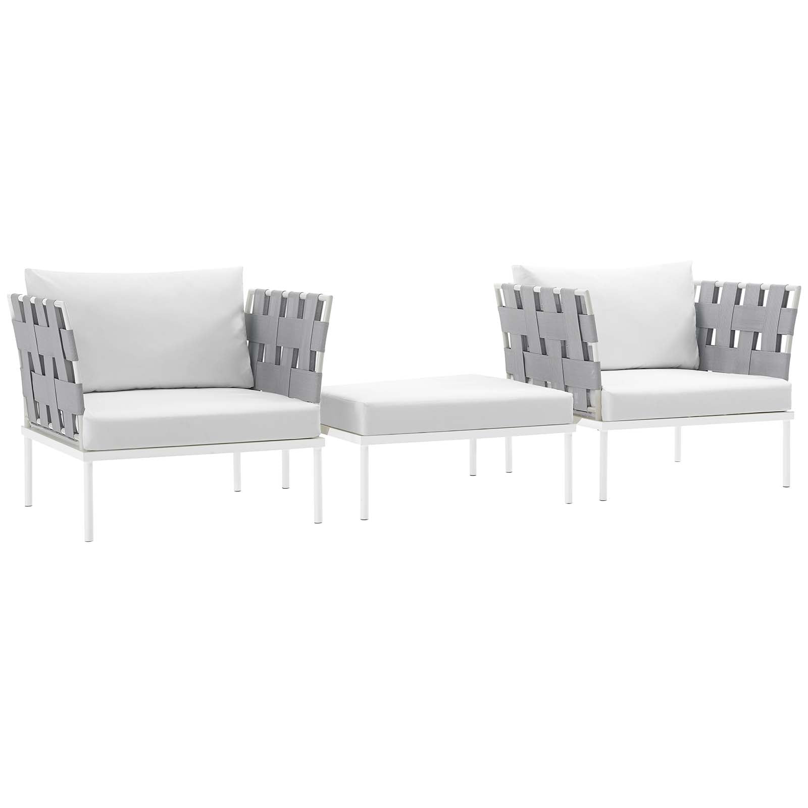 Harmony 3 Piece Outdoor Patio Aluminum Sectional Sofa Set