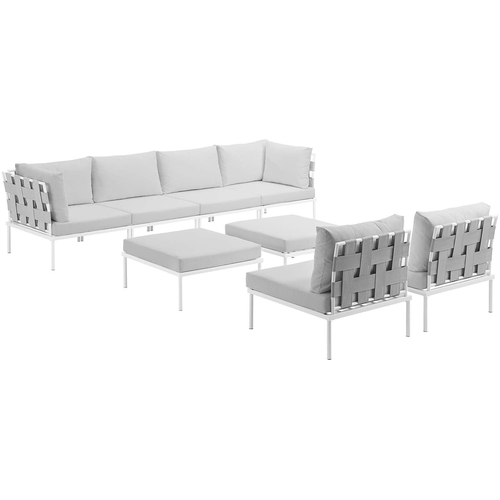 Harmony 8 Piece Outdoor Patio Aluminum Sectional Sofa Set